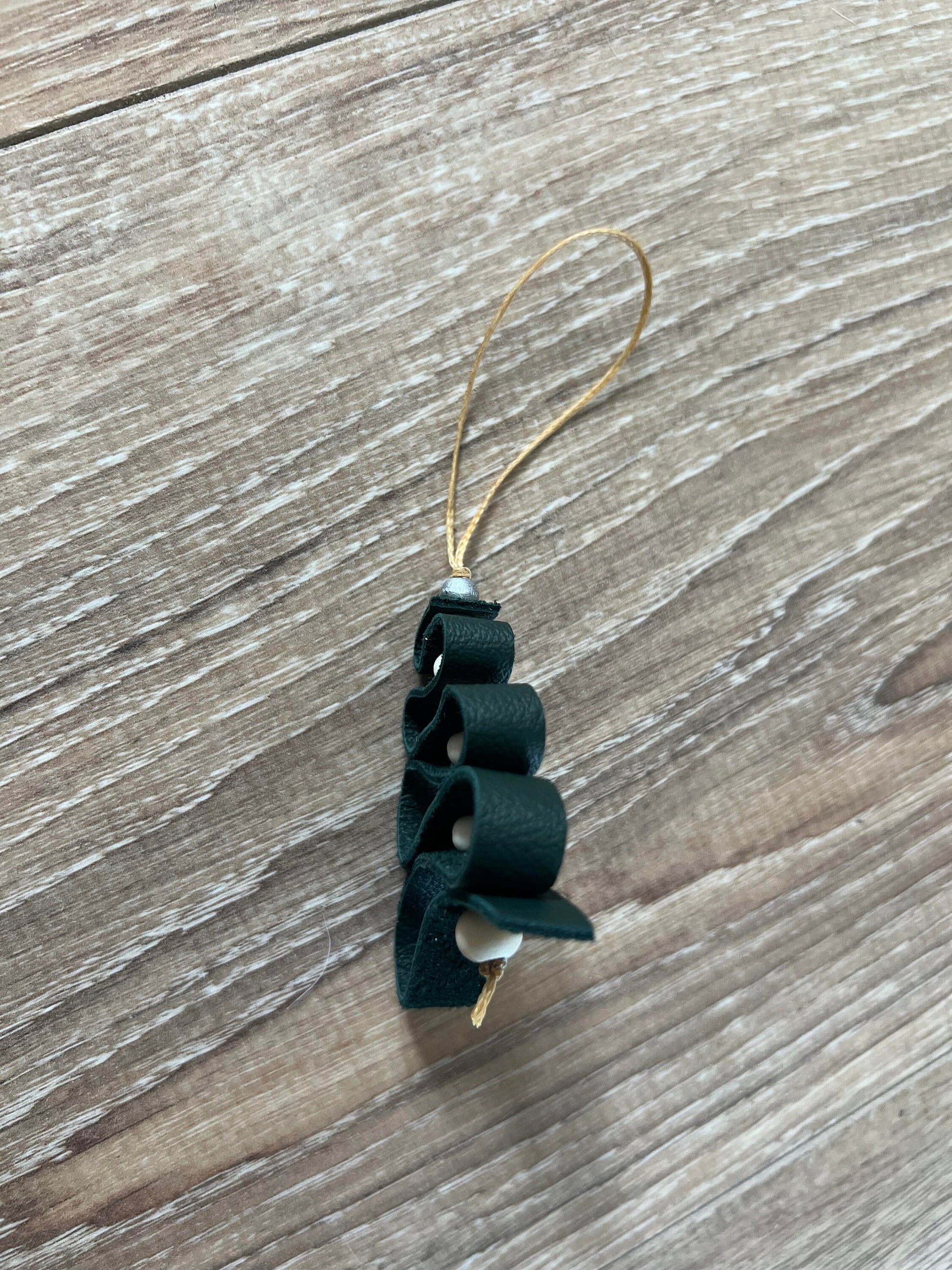 Leather Christmas tree Ornament, 3 per package