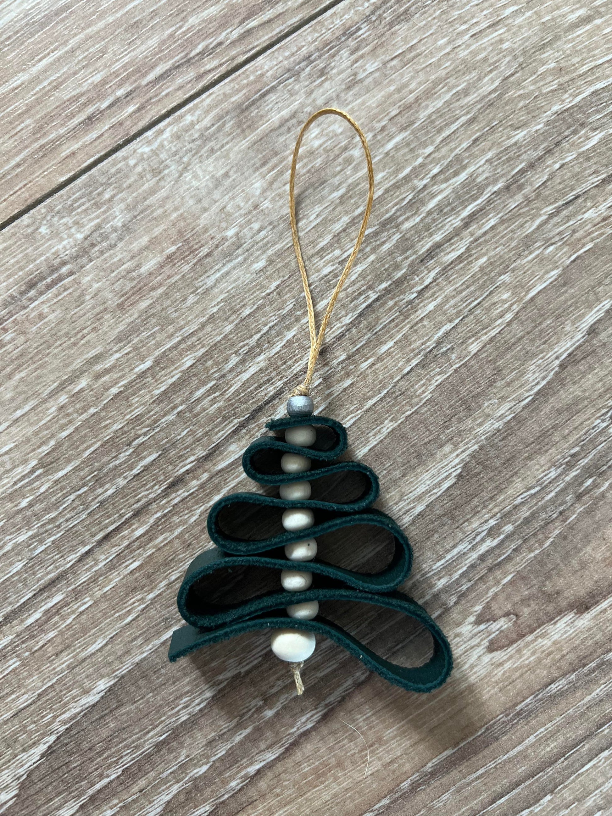 Leather Christmas tree Ornament, 3 per package