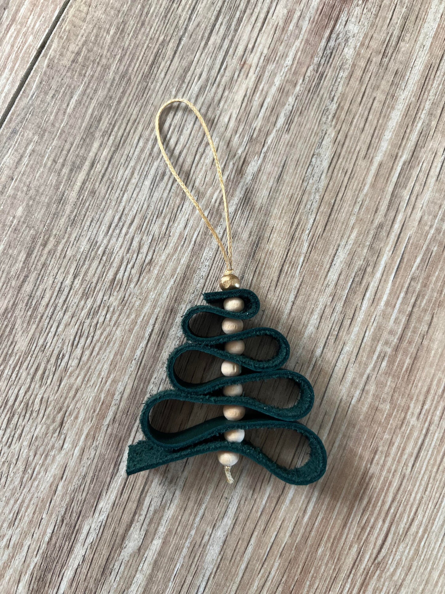 Leather Christmas tree Ornament, 3 per package