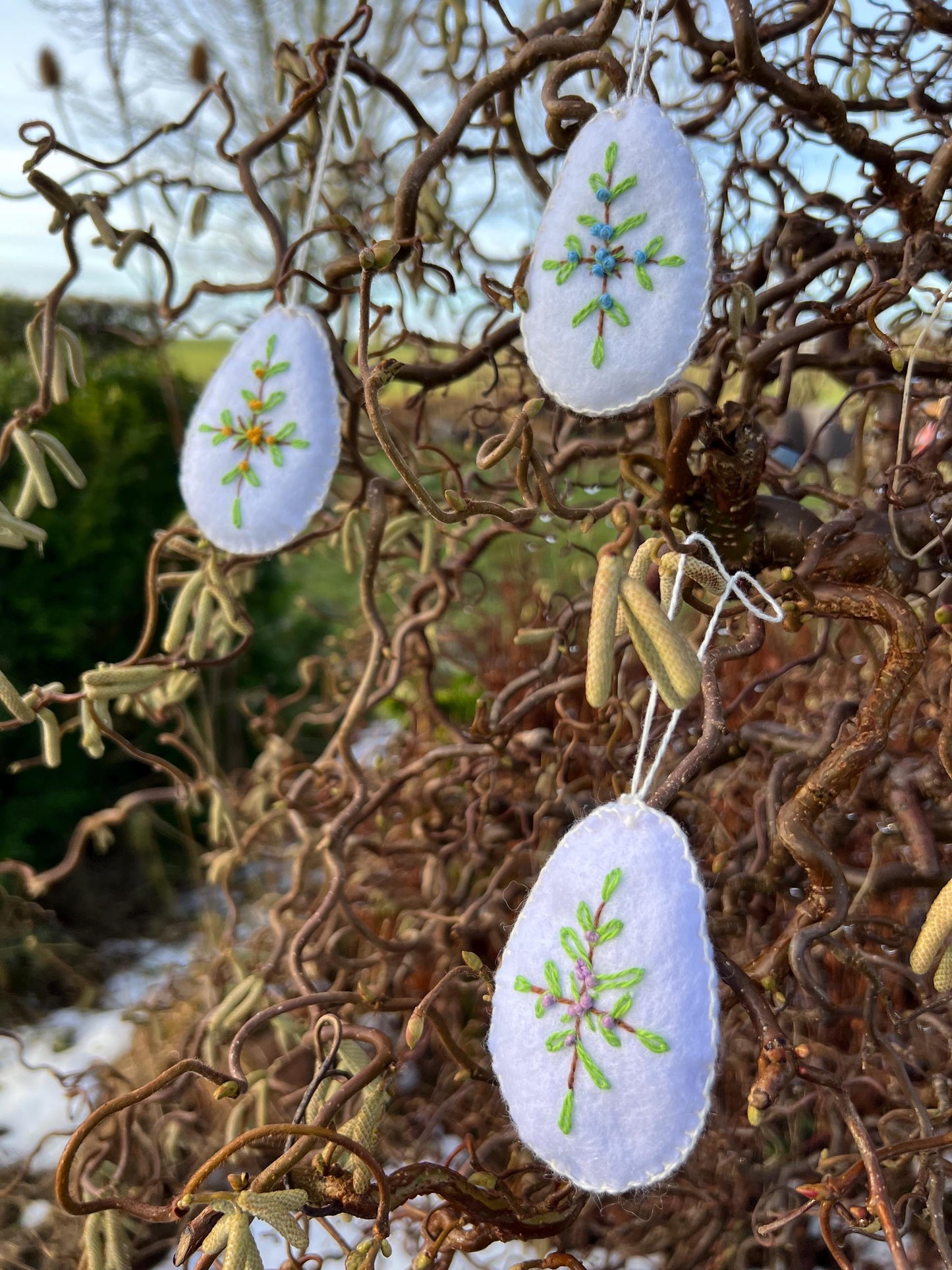 Easter Ornaments, Scandinavia Tradition, Hand embroidered,
