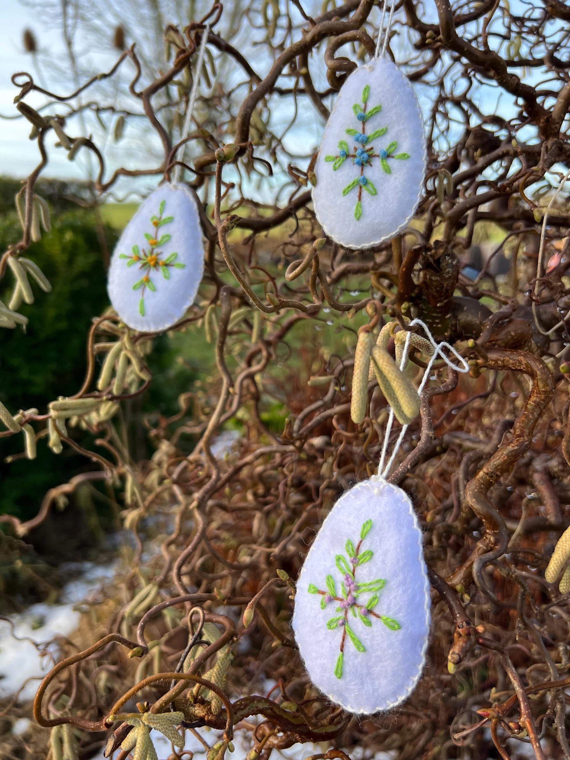 Easter Ornaments, Scandinavia Tradition, Hand embroidered,