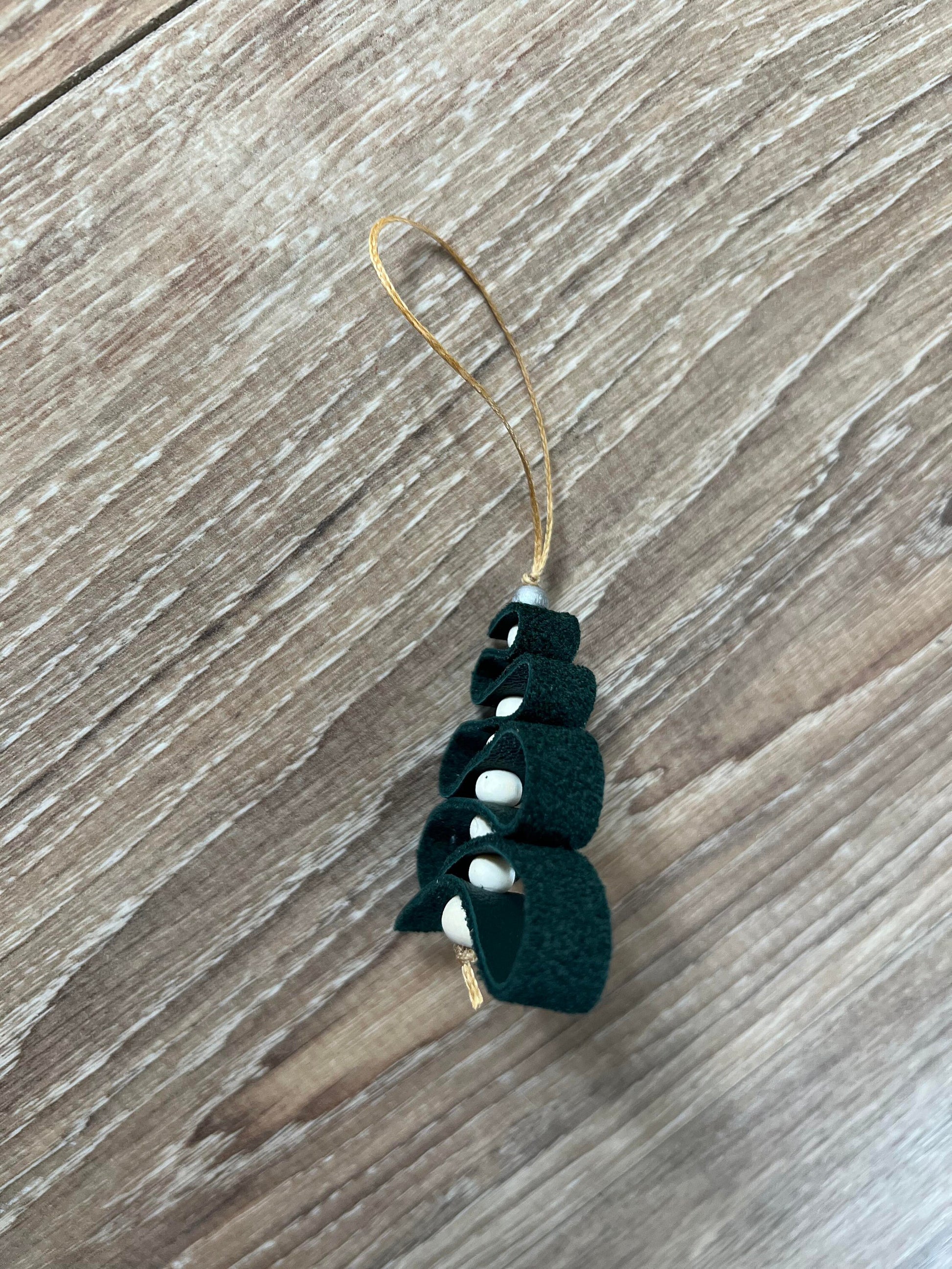 Leather Christmas tree Ornament, 3 per package