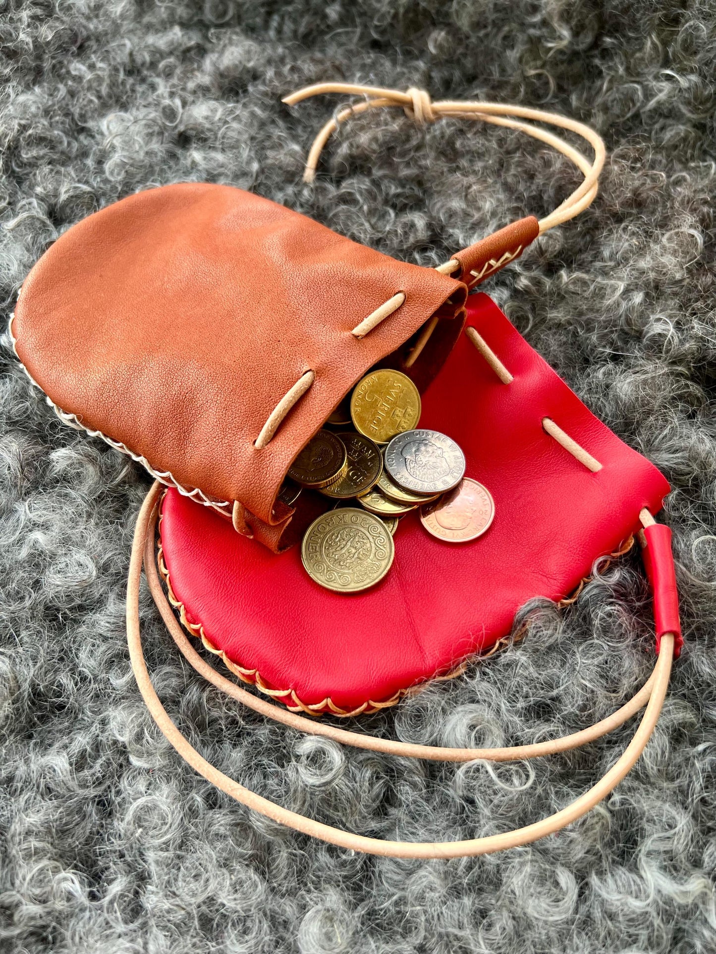 Handmade Leather Renaissance Fair Pouch, Viking Cosplay Belt Bag