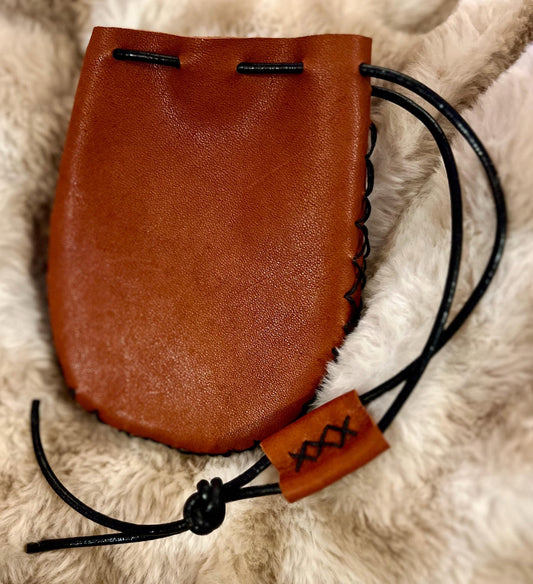 Handmade Leather Renaissance Fair Pouch, Viking Cosplay Belt Bag
