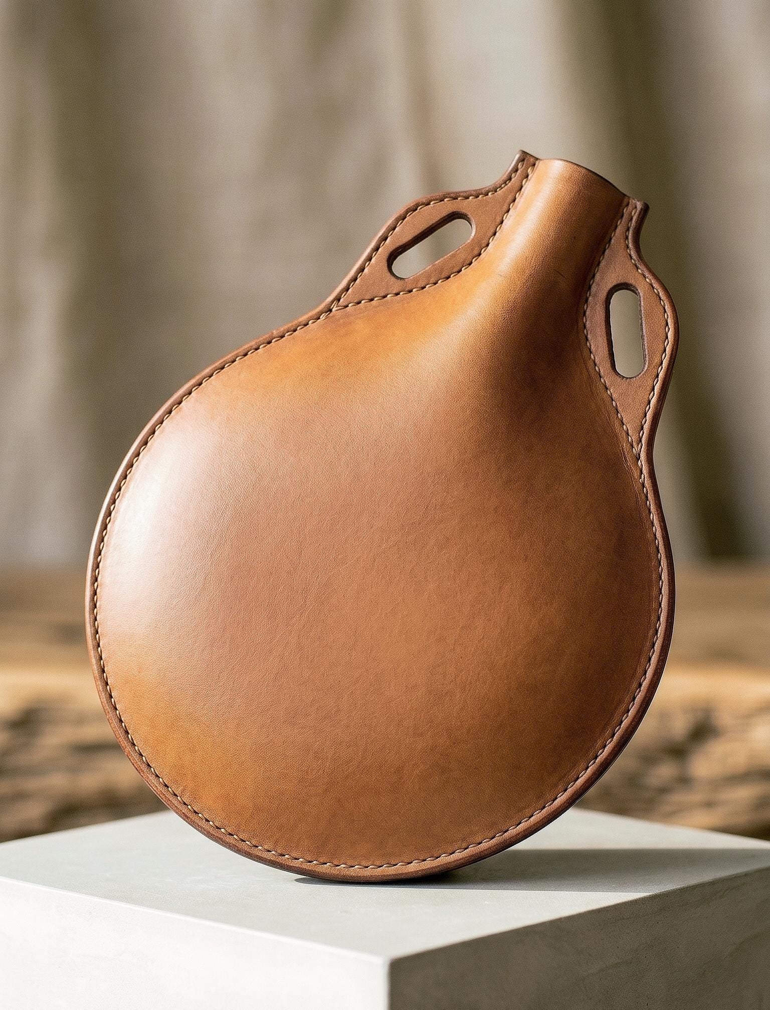 Decorative Hand-Tooled Leather Canteen – Celtic Dragon Norse Flask, Viking Style Water Bottle