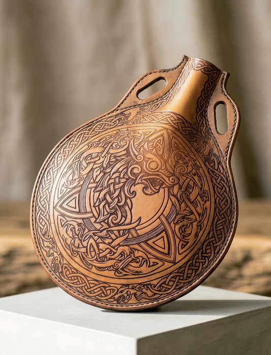 Viking Dragon Canteen Leather Pattern – Celtic Flask DIY Template (Digital Download)